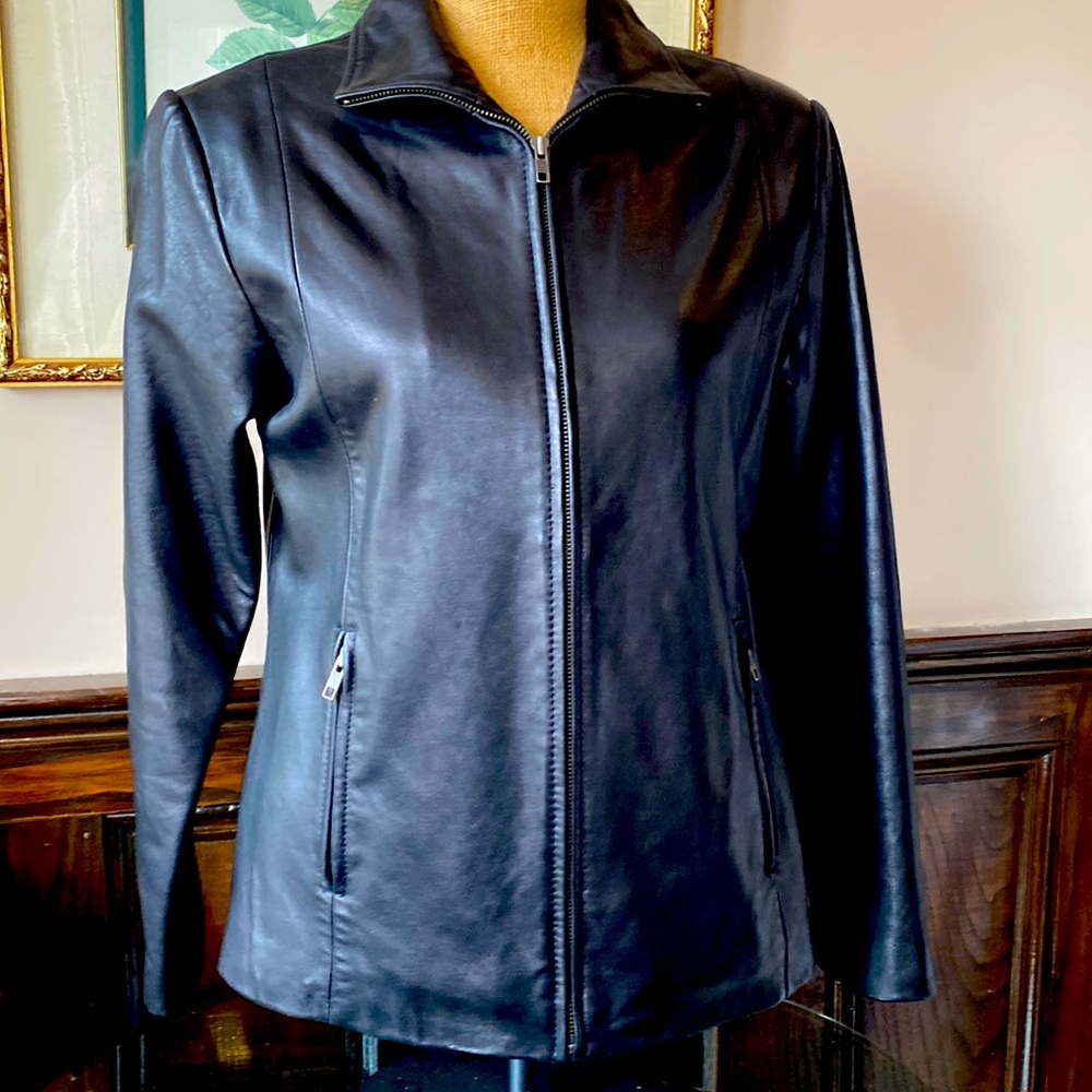 Boston Harbour Real Black leather Jacket in size Medium
